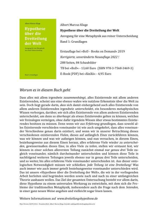 Flyer zum Buch über die Grundlagen der Dreiteilungshypothese