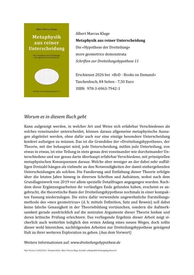 Flyer zur Metaphysik aus reiner Unterscheidung
